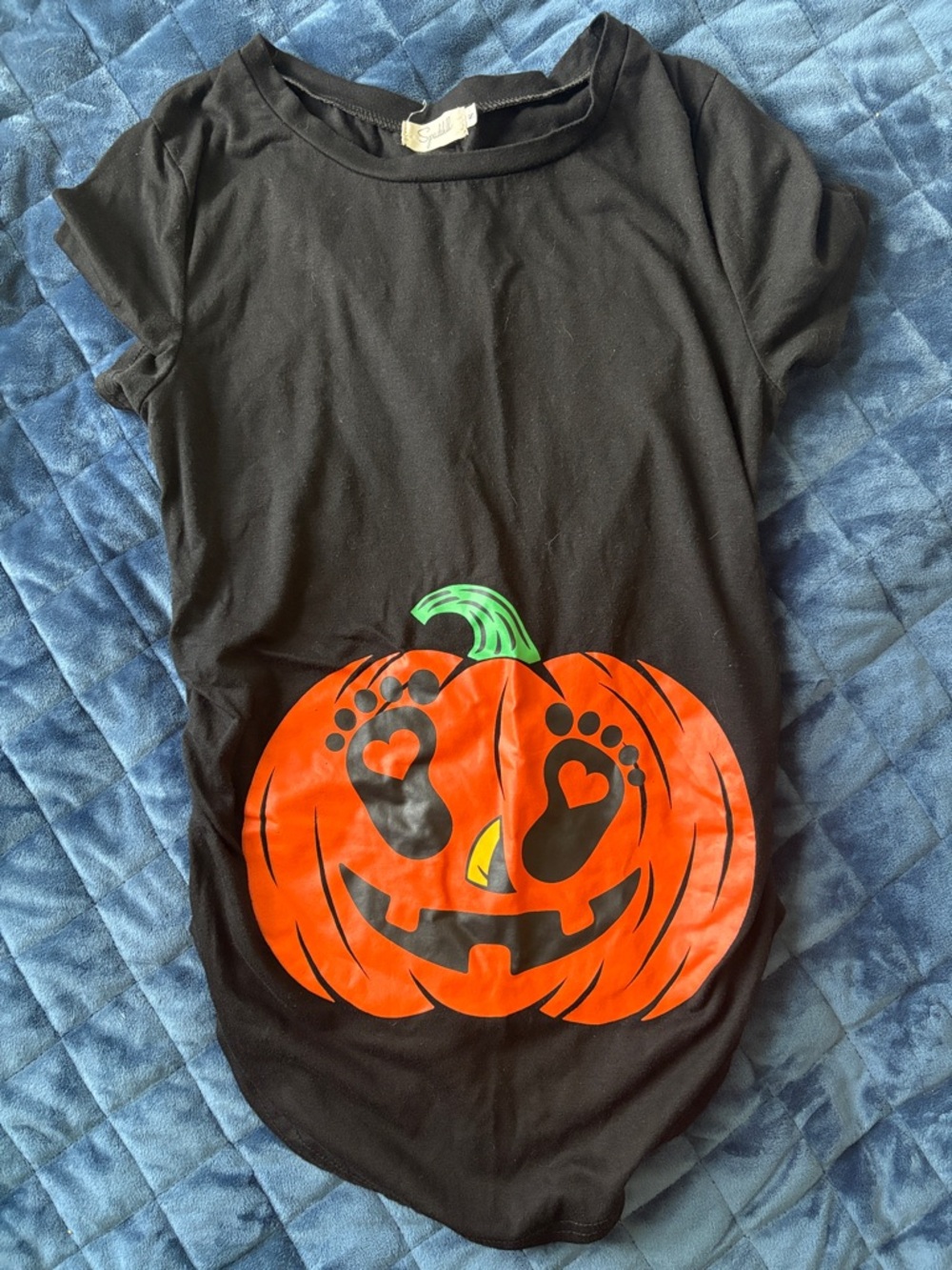 Black Pumpkin Print Maternity Costume Shirt